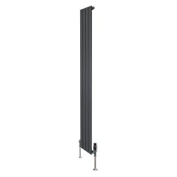 Flat Single Column Radiator & Valves - 1800mm x 280mm - Anthracite Grey