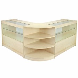 MonsterShop Orion Retail Display Shop Counters Set & Glass Showcase Cabinet Units, Maple