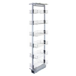 KuKoo Pull Out Kitchen Larders, 46cm D, 190-220cm H, Soft Close Slide Out, Storage Cabinet Wire Baskets