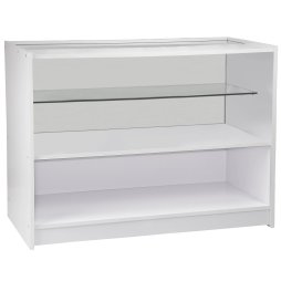 Retail 1/2 Glass Shelf Product Display Shop Counter Showcase Cabinet Unit White - C1200