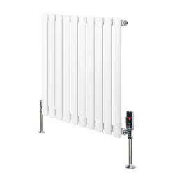 Oval Single Column Radiator & Valves - 600mm x 600mm - White
