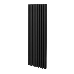 Oval Column Radiator 1800mm x 600mm Modern Designer Double Panel Central Heating Heater Matt Black Carbon Steel Vertical Kitchen Living Room Bathroom FREE Cleaning Brush Fixing Kit & Brackets
