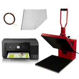 Heat Press Digital Transfer Machine 38 x 38cm Flat Clam & Sublimation Printer Teflon Sheet Touchscreen Display Adjustable Pressure Ink Vinyl 250?C Professional Business 10 Sublimation Sheets Heat Tape