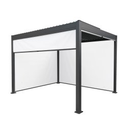 Anthracite Aluminium Pergola With White Blinds - 3m x 3m