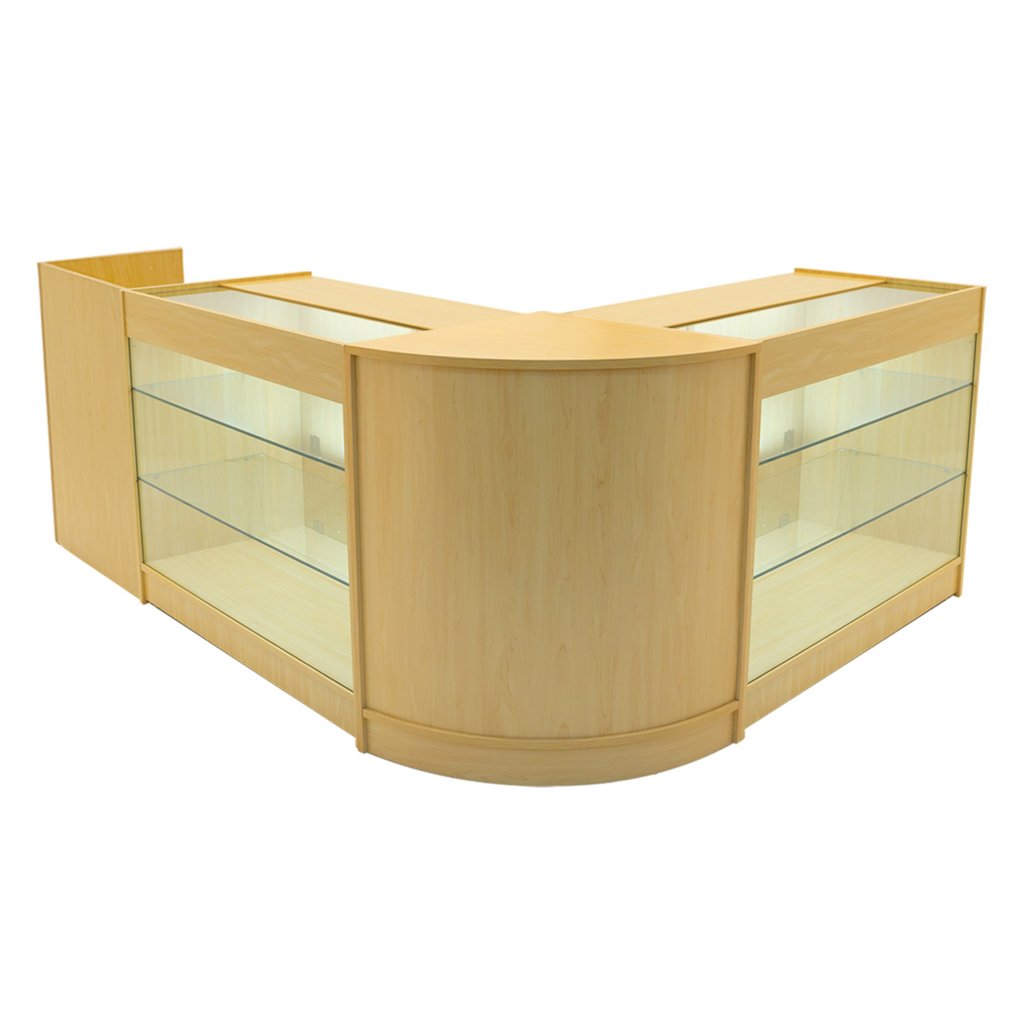 Shopfitting Counter Maple LED Shop Counter Set with Corner and Till Counter: Yavolo