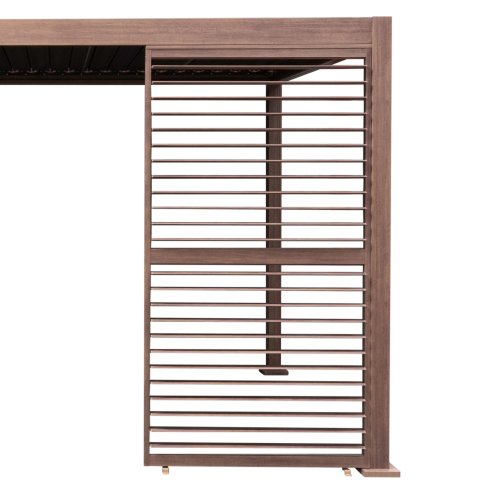 Wood Effect Aluminium Pergola Shutter Panel - 123cm Wide