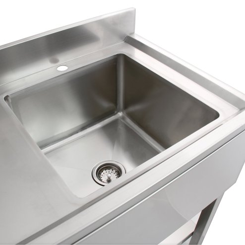 KuKoo Commercial Kitchen Catering Sink, Stainless Steel, Left Hand Drainer, 1.0 Bowl, 120cm Wide