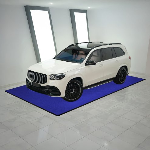 Vented Modular Interlocking Flooring Tiles & Edges 120 x Blue Single Garage Heavy Duty Floor Mat Showroom Workshop Outdoor Polypropylene Anti Slip Weather Resistant Drainage Channels 3.2m x 6m 19.2m2