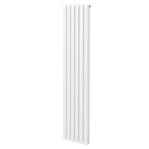 Oval Column Radiator 1800mm x 360mm Modern Designer Double Panel Central Heating Heater Matt White Carbon Steel Vertical Kitchen Living Room Bathroom FREE Cleaning Brush Fixing Kit & Brackets