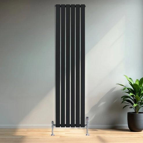 Flat Single Column Radiator - 1800 x 420mm - Black
