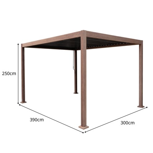 Wood Effect Aluminium Pergola 4m x 3m