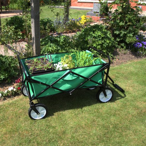 Foldable Garden Cart Pull Wagon Heavy Duty Trolley Utility Wheelbarrow Trailer Wheels Collapsible Folding Transport