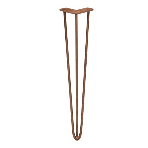 4Pcs Hairpin Table Legs DIY Furniture Upcycle Industrial Style Heavy-duty Sturdy Welded Metal Steel With FREE Screw Pack And Protector Feet Antique Copper 3 Prong Rods 28 Inch Height 12mm Thickness
