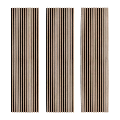 Acoustic Slat Wall Panels x 3 - Light Walnut
