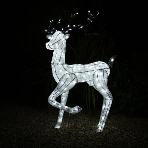 Outdoor Reindeer Christmas Light Up Decorations Standing Stag Garden Xmas Decoration Figure with 200 Cool White LED Lights Indoor Outdoor Use