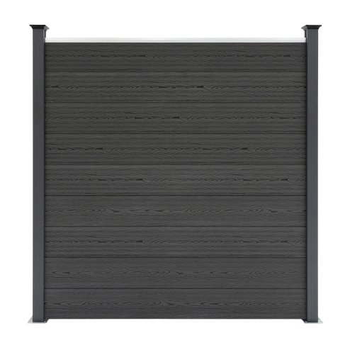 Composite Fence Panels, Angled Piece & LED Posts 6ft x 25ft - Grey