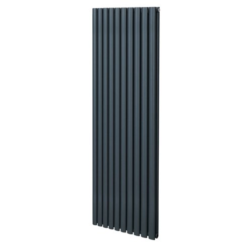 Oval Column Radiator 1800mm x 600mm Modern Designer Double Panel Central Heating Heater Matt Anthracite Grey Carbon Steel Vertical Kitchen Living Room FREE Cleaning Brush Fixing Kit & Brackets