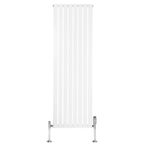 Flat Single Column Radiator & Valves - 1800mm x 560mm - White