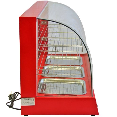 KuKoo 90cm Electric Food Warmer Cabinet, Red, 95cm x 59cm x 45cm, Steel, Glass