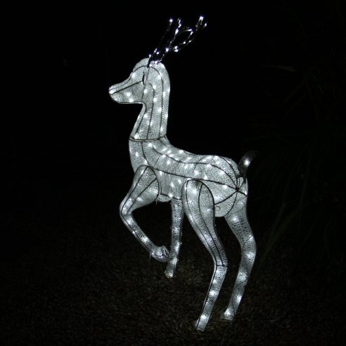 Outdoor Reindeer Christmas Light Up Decorations Standing Stag Garden Xmas Decoration Figure with 200 Cool White LED Lights Indoor Outdoor Use