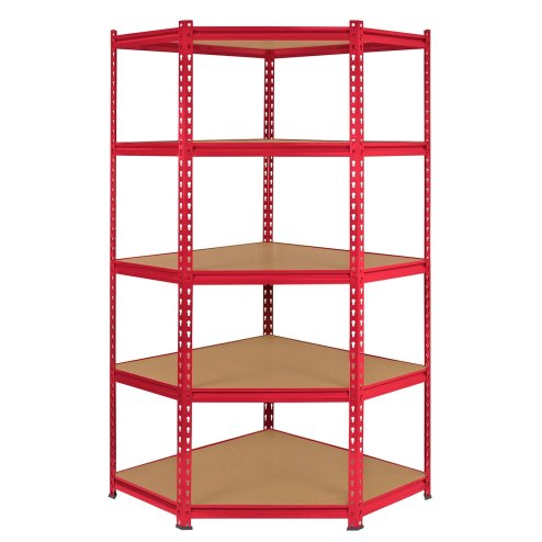 Z-Rax Corner Racking Garage Shelving / 90cm x 183cm x 45cm Storage Racking Unit / 5 Shelves MDF & Steel / 1325kg capacity / 265kg per shelf