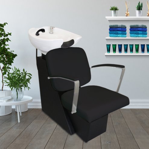 Backwash Salon Chair Hairdressing Unit Barber Tilting Sink Shampoo Back Hair Washing Hairdresser Wash Black