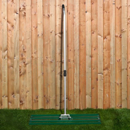 Lawn Leveller & Rotary Spreader Gritter Fertiliser Garden Levelling Rake Lute 100 x 32cm Green Removable Extendable Handle 1.15 - 1.9m Easy Grip 25kg Capacity Salt Grit Sand Seed Rain Cover & Gloves