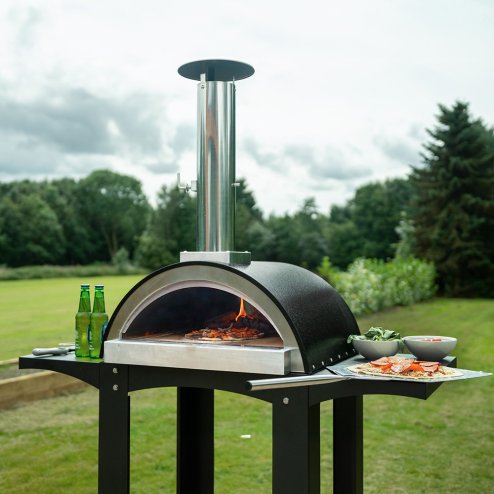 Extra Large Freestanding Wood-Fired Pizza Oven with Prep Stations, Peel, Stone, and Rain Cover, BBQ Grill Pizza Flavoured Wood Chips Applewood 1.4kg & Oak Wood Chips 1.4kg Bundle