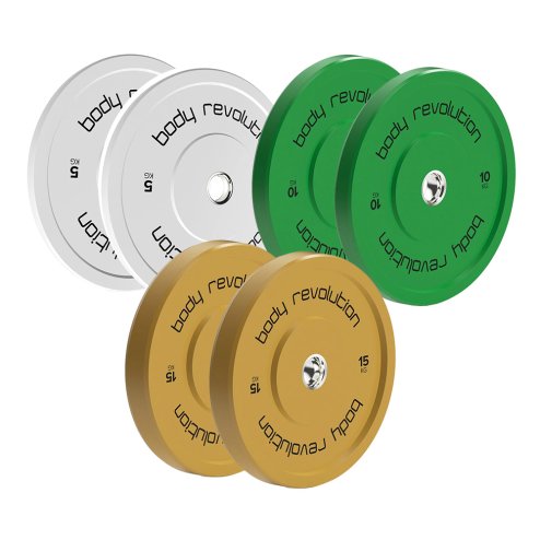 Body Revolution Olympic Bumper Plates 60kg set (2 x 5kg) + (2 x 10kg) + (2 x 15kg)