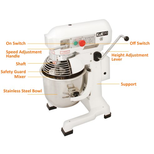 KuKoo Commercial 20 Litre Planetary Food Mixer, Bakery Equipment, Stand Mixer, 3 Speed, 220V