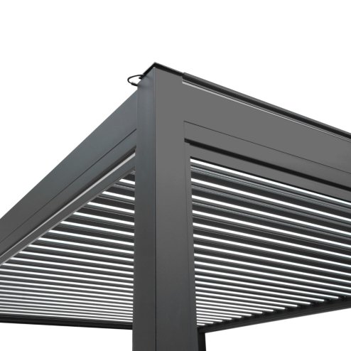 Anthracite Aluminium Pergola With White Blinds & LED Lights - 3m x 3m