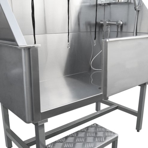 Dog Bath Professional Stainless Steel  Pet Grooming Station 600mm Extra-Large Heavy Duty Metal Wash-Tub Groomer Walk In Shower Clean | With Mixer Tap And Drainage Kit | FREE Gloves