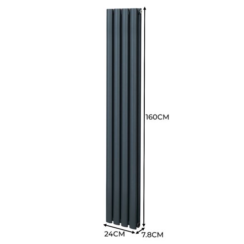 Oval Column Radiator 1600mm x 240mm Modern Designer Double Panel Central Heating Heater Matt Anthracite Grey Carbon Steel Vertical Kitchen Living Room FREE Cleaning Brush Fixing Kit & Brackets