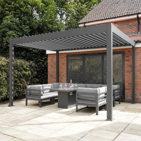 Anthracite Aluminium Pergola With LED Lights - 3m x 4m