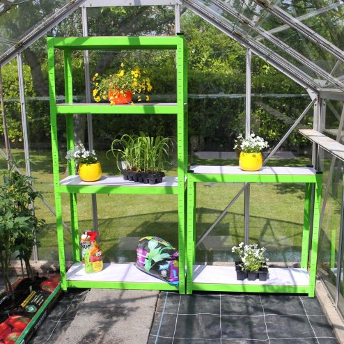 2 Water-resistant Greenhouse Racking 1500mm x 800mm x 300mm Garage Utility Workshop Shelves Gardening Equipment Storage & FREE Bay Connectors