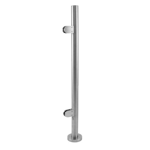MonsterShop Stainless Steel Balustrade 1100mm High End Post, Decking Landing Staircase, Brushed Metal