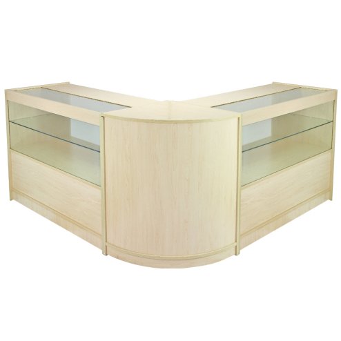 MonsterShop Gemini Retail Display Shop Counters Set & Glass Showcase Cabinet Units, Maple Image