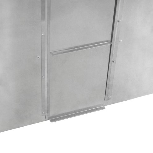 Coal Storage Bunker 350kg 520L Galvanised Steel Raised Metal Base Strengthening Bar Baffle Plate Waterproof Rust & Rodent Proof Wood Fire Sliding Door Hinged Lid Handle FREE Coal Shovel