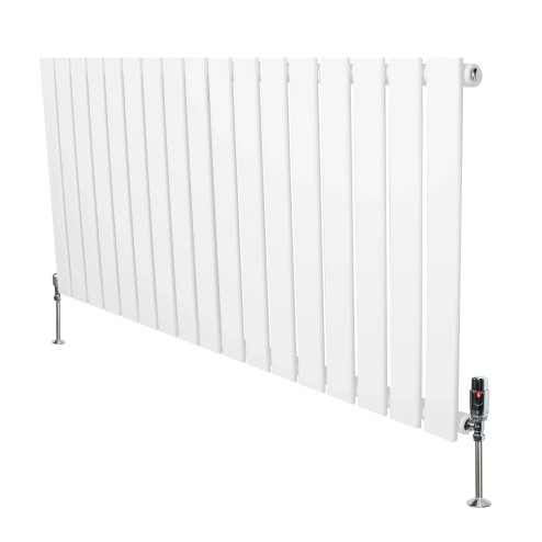 Flat Single Column Radiator & Valves - 600mm x 1190mm - White