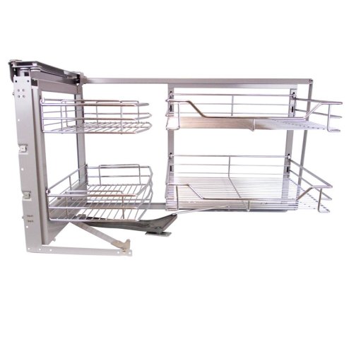KuKoo Left Hand Corner Kitchen Pull Out Baskets, 90-100cm Cabinet, 4 Metal Slide Out Storage Drawers
