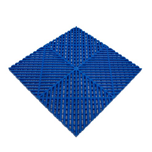 Vented Modular Interlocking Flooring Tiles & Edges 120 x Blue Single Garage Heavy Duty Floor Mat Showroom Workshop Outdoor Polypropylene Anti Slip Weather Resistant Drainage Channels 3.2m x 6m 19.2m2