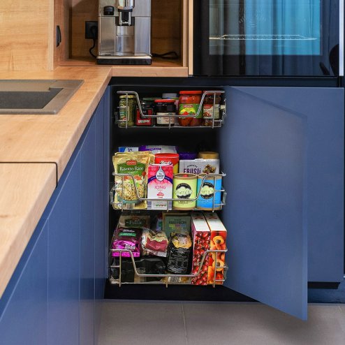 KuKoo 2 x Kitchen Pull Out Soft Close Baskets, 400mm Wide Cabinet, Slide Out Wire Storage Drawers