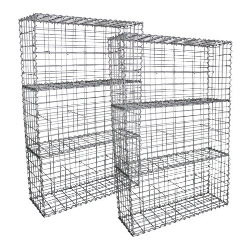 Gabion Baskets Garden Mesh Wire Cages Galvanised Steel Stone Basket Outdoor Spiral Planter Retaining Wall / 100 x 50 x 30cm / 6 Pack