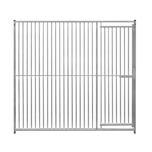 Dog Run Panels With Door Galvanised Steel Kennel Heavy Duty Walk In Animal Enclosure Pen Fence Playpen Outdoor Support Bar 5cm Bar Spacing 1.84m x 2m Modular FREE Ground Fixing Brackets & Fixing Kit