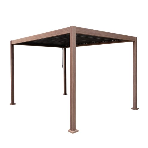 Wood Effect Aluminium Pergola 3m x 3m