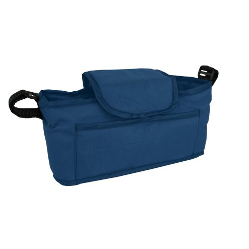 Pet Stroller Caddy Organiser Navy Blue Pushchair Pram Travel Accessory Bag Detachable Hook & Loop Straps Elastic Cup Pouch Front Pocket Large Capacity Multifunctional Waterproof Oxford Fabric