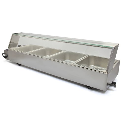 KuKoo Wet Well Catering Bain Marie Food Warmer Display, 4 Pan, 1/2 GN, 1.5kW, Stainless Steel