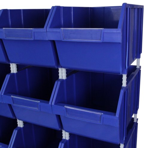 12 Plastic Storage Bins Stacking Boxes Parts Storage Set Warehouse Garage / 26cm x 28cm x 42.5cm