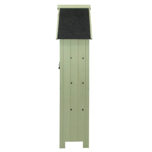 Wooden Garden Storage Shed Green Tool Organiser Cabinet Beach Hut Sentry Box Lockable Doors 3 Corner Shelves 4 Door Hooks Roof Hatch Padlock 4 Keys Ground Fixing Kit Screw Covers Fir Wood Asphalt Roof