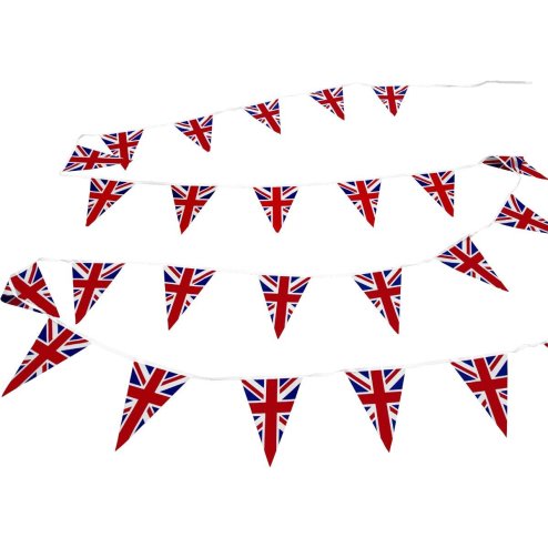 2 x Union Jack Flag Bunting - 10m Durable Fabric - British Decor, Perfect for Indoor/Outdoor Events, Royal Celebrations & National Holidays